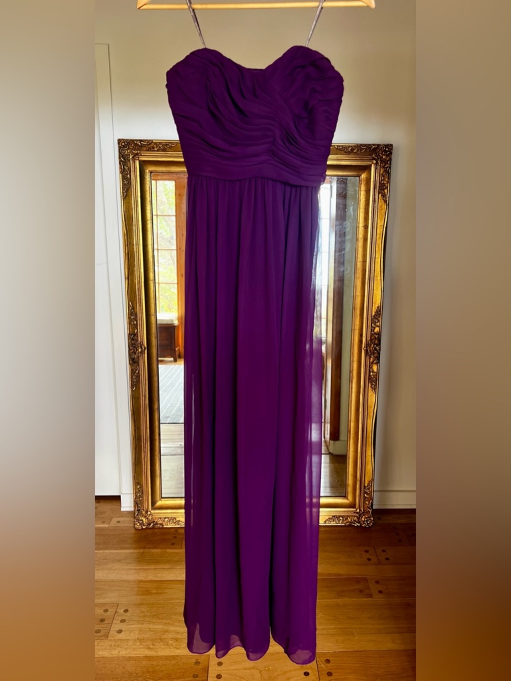 Monique Lhuillier bridesmaids Madeline chiffon strapless gown dress size 0